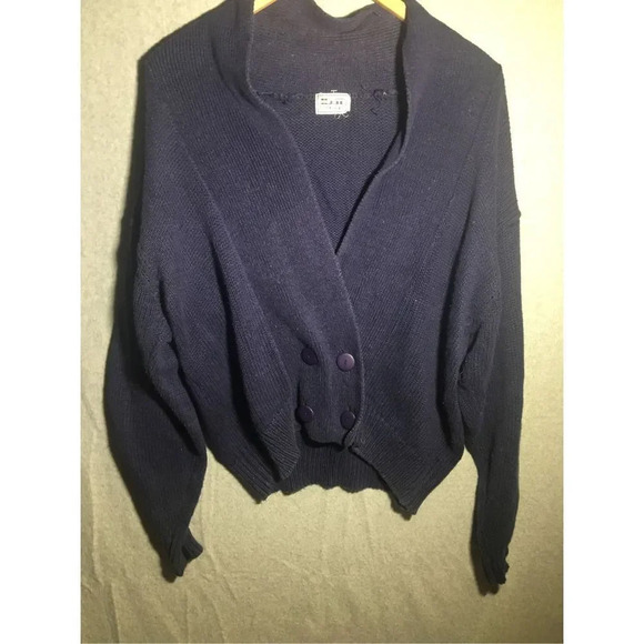 Mens HJ II Cardigan Navy Blue Cotton Casual Layering Winter Thick Vintage - Picture 1 of 4